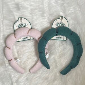 NWT Wicked Scunci Pink and Green Headband Set